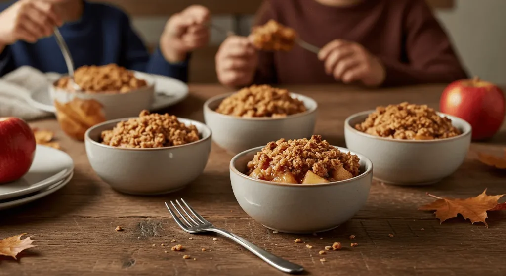 The Perfect Apple Crisp Recipe with Granola: Your Go-To Dessert for Any Occasion Apple crisp recipe with granola served in bowls on a rustic table, showcasing its versatility for any occasion.